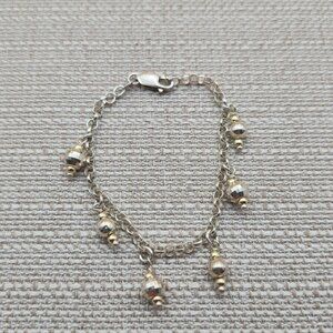 7 Inch Sterling Silver Normal And Textured Orb Charms Bracelet A5012